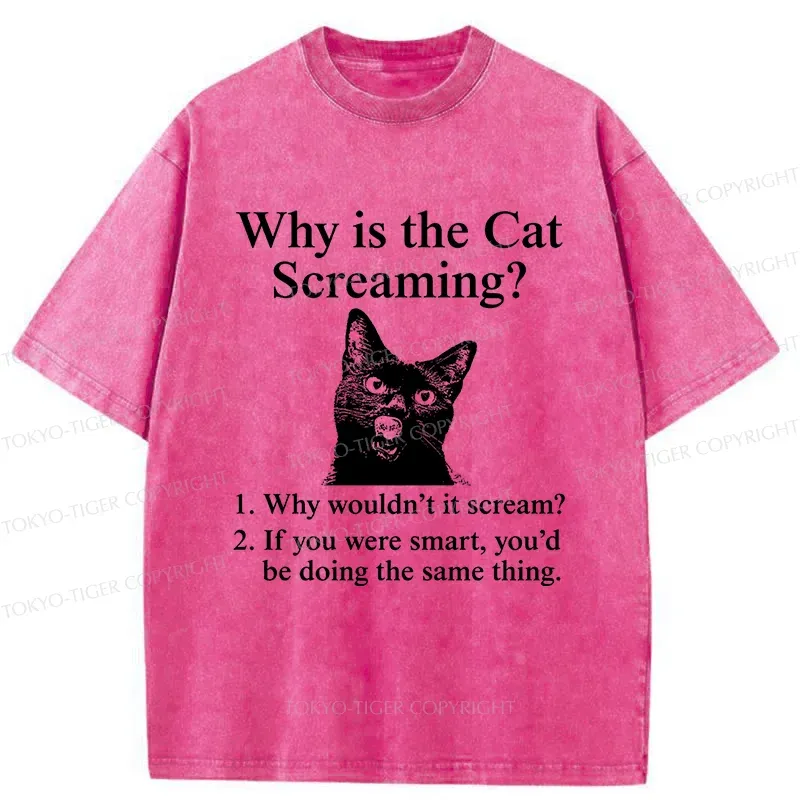 Tokyo-Tiger Reasons Why Cat Scream Washed T-Shirt