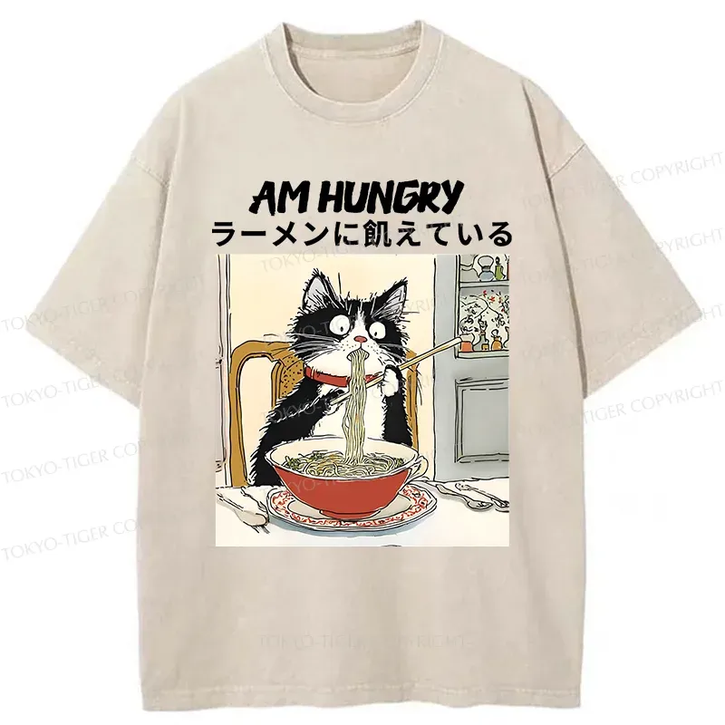 Tokyo-Tiger Hungry Cat Washed T-Shirt