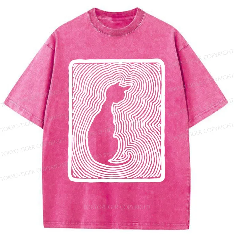 Tokyo-Tiger Woodcut Kitten Washed T-Shirt