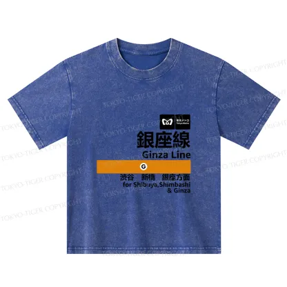 Tokyo-Tiger Ginza Line Japan Kids Washed T-Shirt