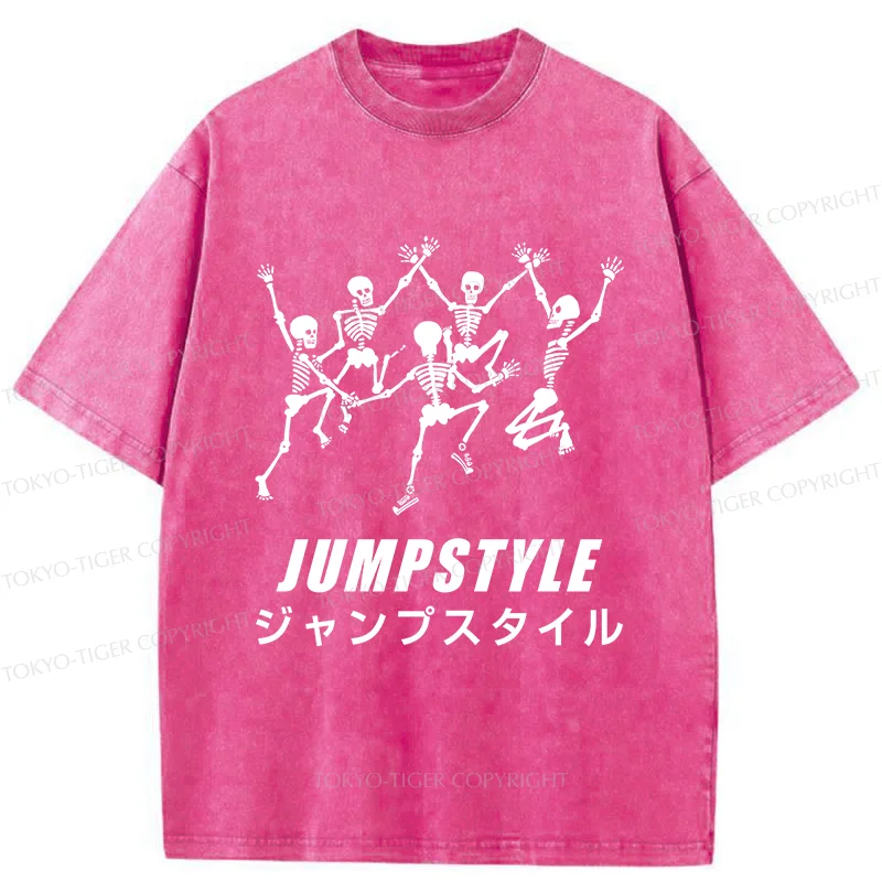 Tokyo-Tiger Skeleton Dancing Washed T-Shirt