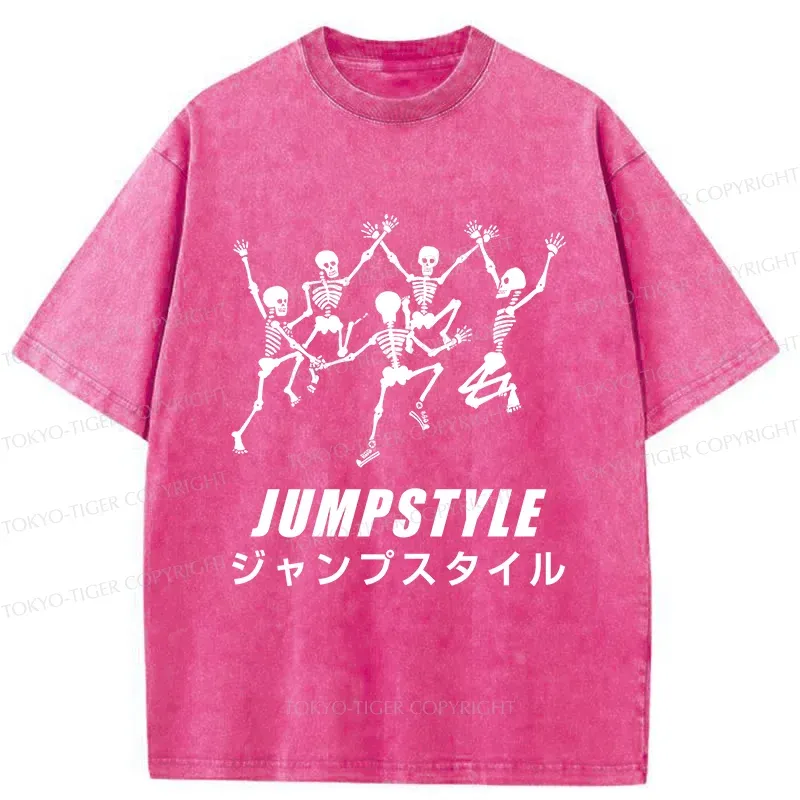 Tokyo-Tiger Skeleton Dancing Washed T-Shirt