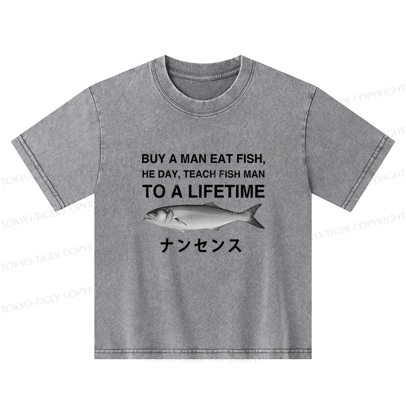 Tokyo-Tiger Funny To A Lifetime Kids Washed T-Shirt