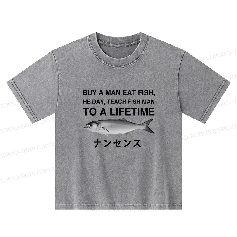 Tokyo-Tiger Funny To A Lifetime Kids Washed T-Shirt