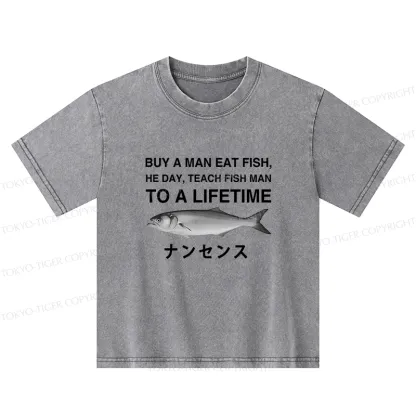 Tokyo-Tiger Funny To A Lifetime Kids Washed T-Shirt