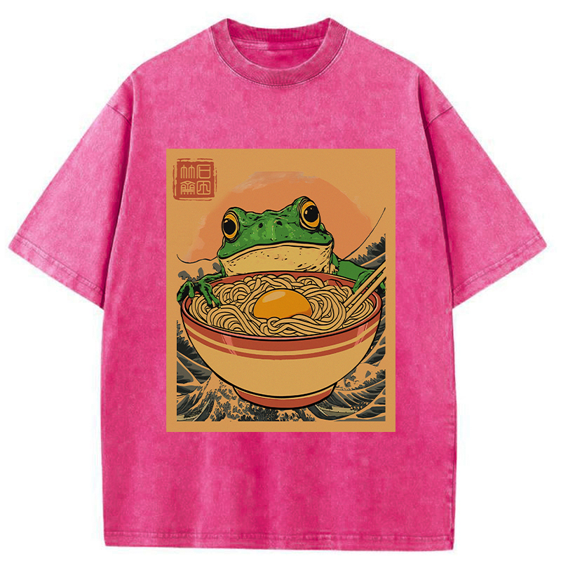 Tokyo-Tiger Ramen Lover Frog Washed T-Shirt
