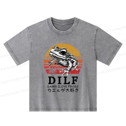 Tokyo-Tiger Funny Frog Lover Kids Washed T-Shirt