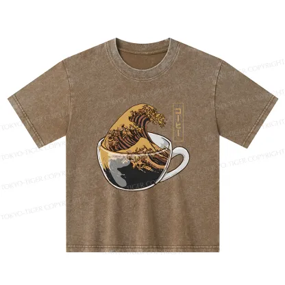 Tokyo-Tiger Coffee Wave Kids Washed T-Shirt