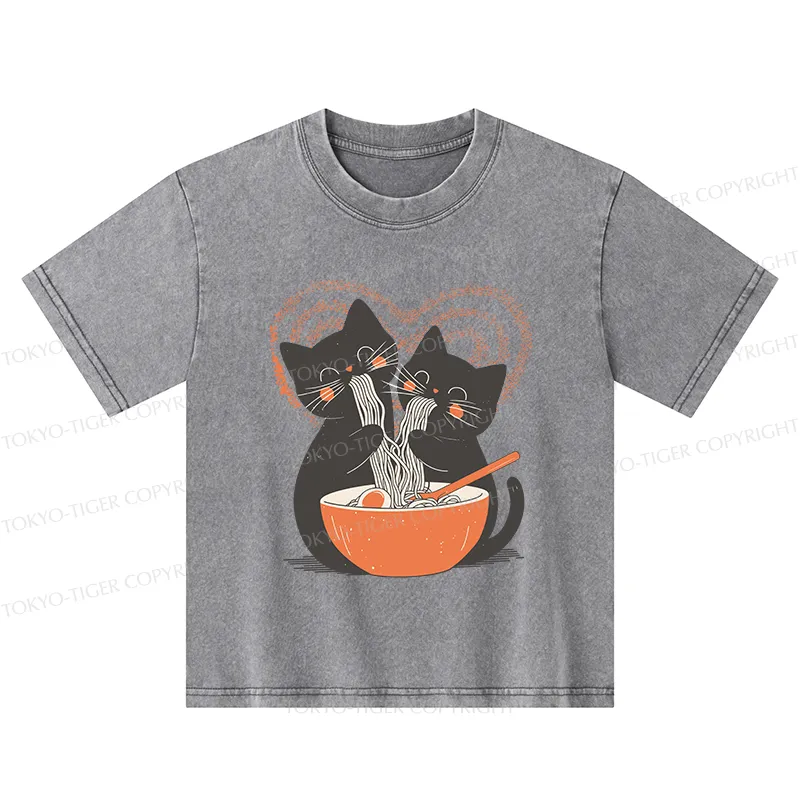 Tokyo-Tiger Let's Eat Ramen Together Kids Washed T-Shirt