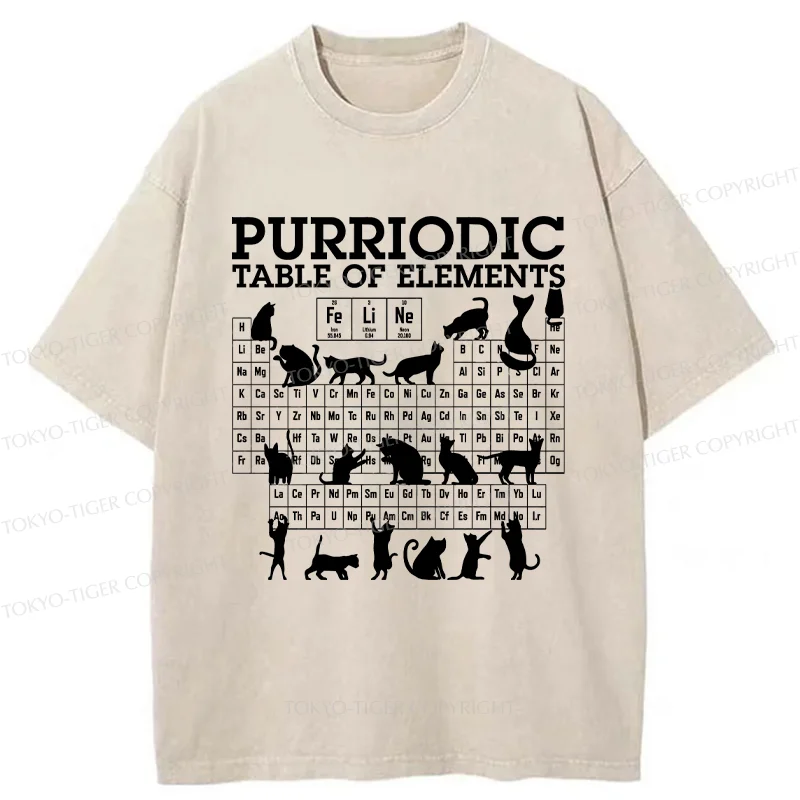 Tokyo-Tiger Cat's Periodic Table Washed T-Shirt