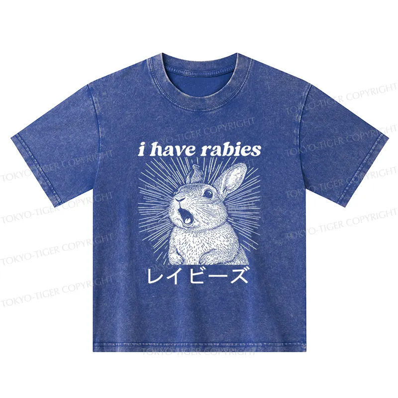 Tokyo-Tiger Funny Rabbit Kids Washed T-Shirt