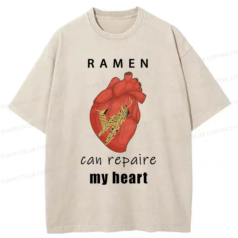 Tokyo-Tiger Ramen Mend My Heart Washed T-Shirt