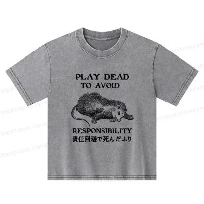Tokyo-Tiger Play Dead To Avoid Responsibility Kids Washed T-Shirt
