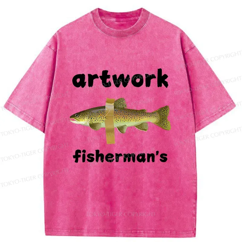 Tokyo-Tiger Interesting Fish Art Washed T-Shirt