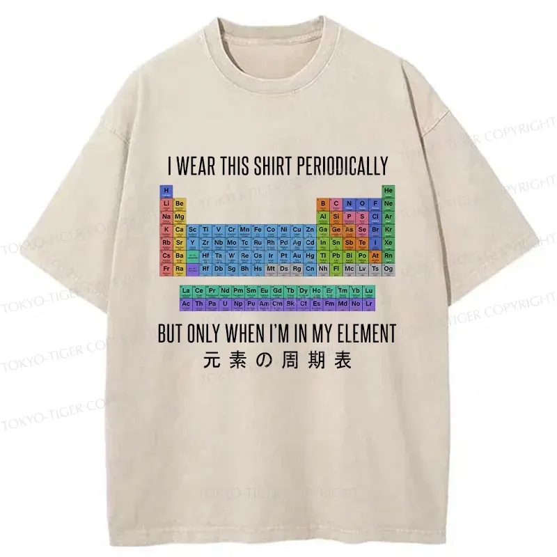 Tokyo-Tiger Interesting Periodic Table Washed T-Shirt
