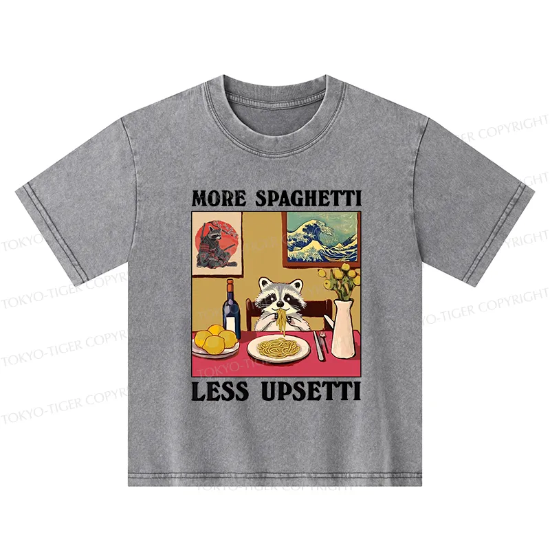 Tokyo-Tiger More Spaghetti Less Upsetti Japanese Kids Washed T-Shirt