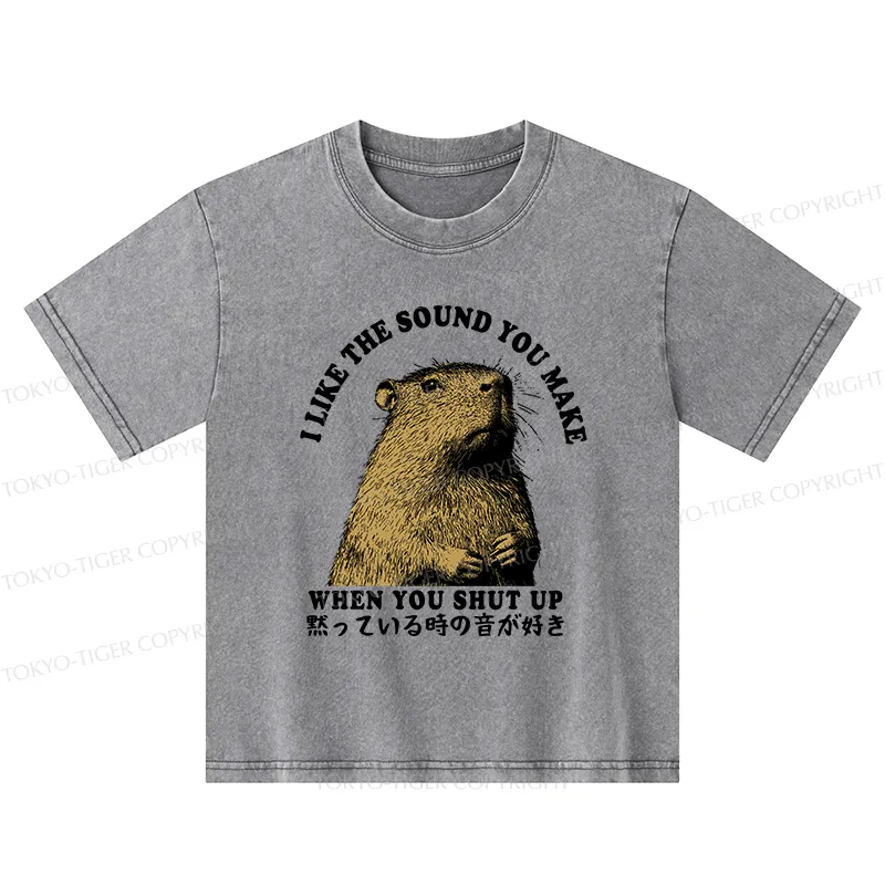 Tokyo-Tiger I Like The Sound Of Silence Kids Washed T-Shirt