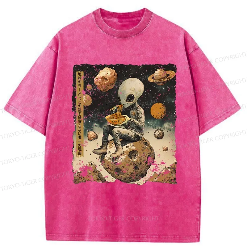 Tokyo-Tiger Ramen Delivery To An Alien Planet Washed T-Shirt
