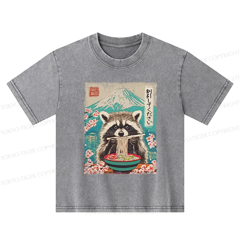 Tokyo-Tiger Please Give Raccoon A Discount Kids Washed T-Shirt