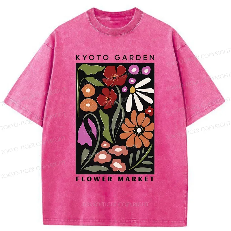 Tokyo-Tiger Vintage Flower Market Washed T-Shirt