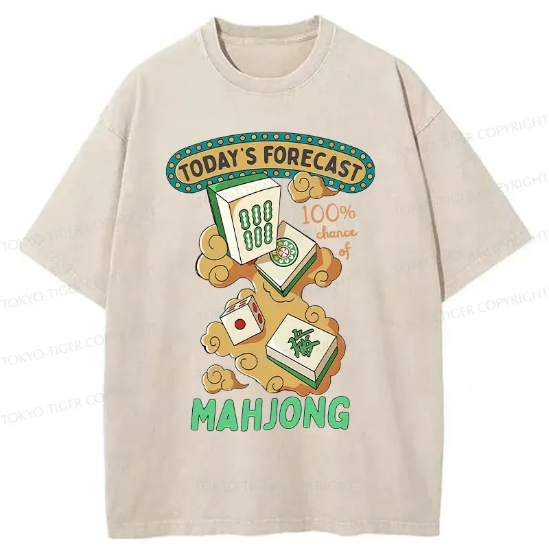 Tokyo-Tiger Fun Mahjong Washed T-Shirt