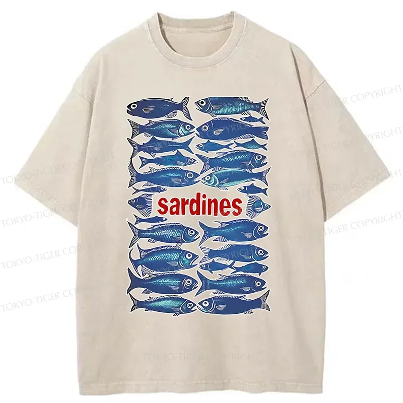 Tokyo-Tiger Japan Sardines Washed T-Shirt