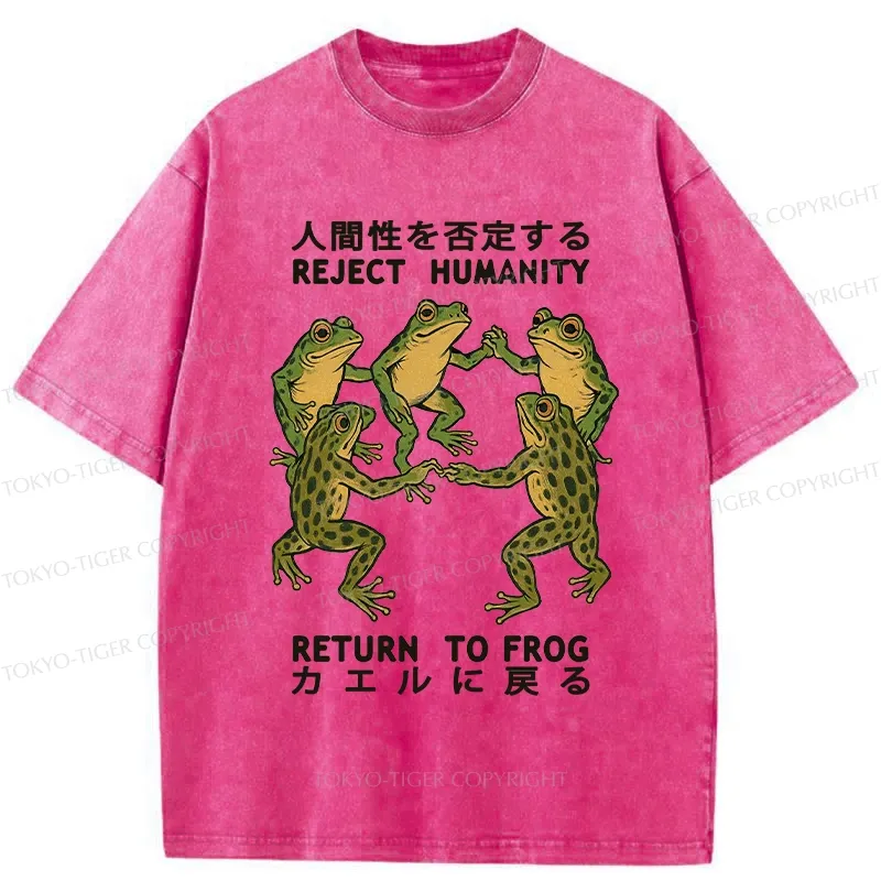 Tokyo-Tiger Back To Frog Funny Washed T-Shirt
