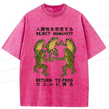 Tokyo-Tiger Back To Frog Funny Washed T-Shirt
