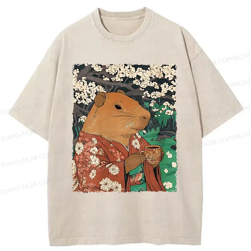 Tokyo-Tiger Japanese Capybara Washed T-Shirt