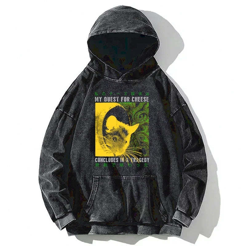 Tokyo-Tiger Mouse Has A Passion For Cheese Washed Hoodie Sale