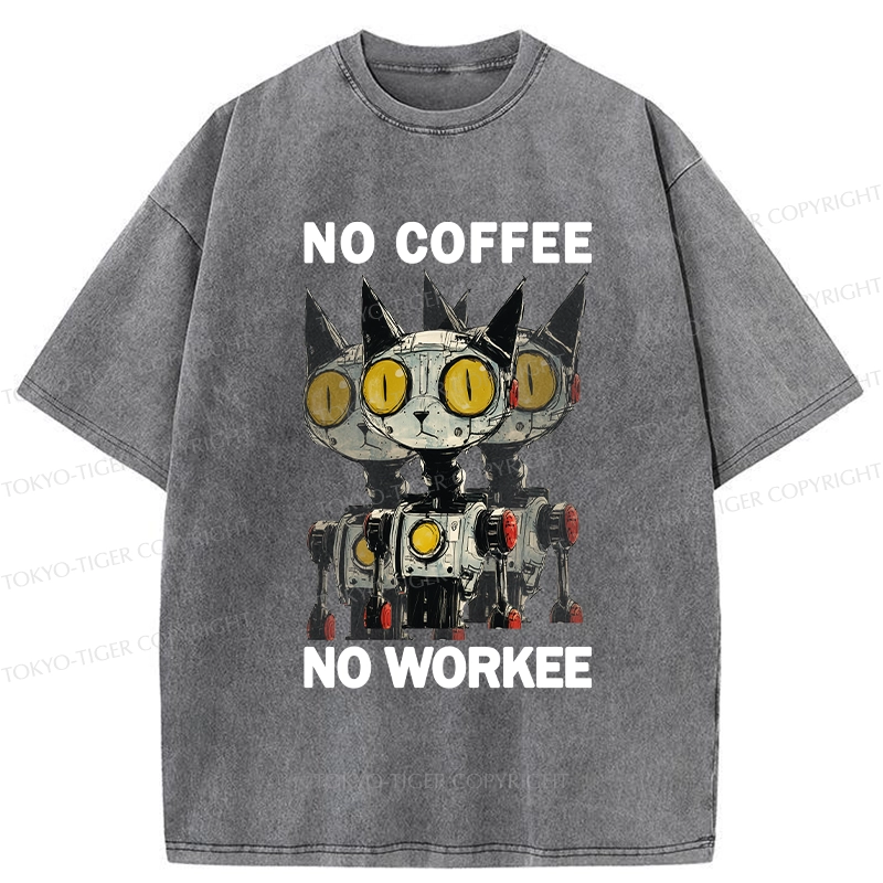 Tokyo-Tiger No Coffee No Workee Washed T-Shirt