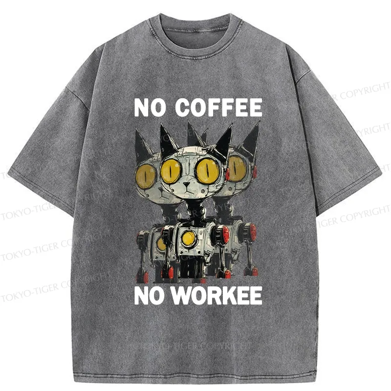 Tokyo-Tiger No Coffee No Workee Washed T-Shirt