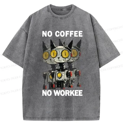 Tokyo-Tiger No Coffee No Workee Washed T-Shirt