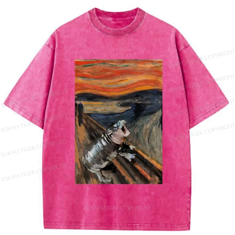 Tokyo-Tiger The Scream Moo Deng Washed T-Shirt