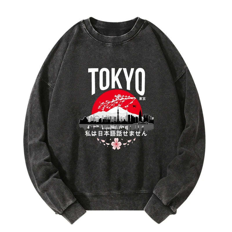 Tokyo-Tiger I don’t speak Japanese Washed Sweatshirt Sale