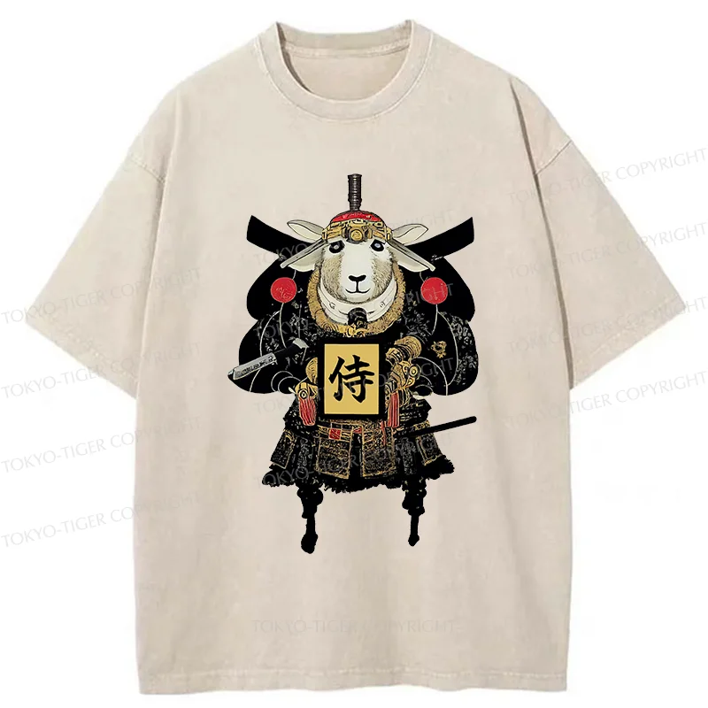 Tokyo-Tiger Sheep Samurai Washed T-Shirt