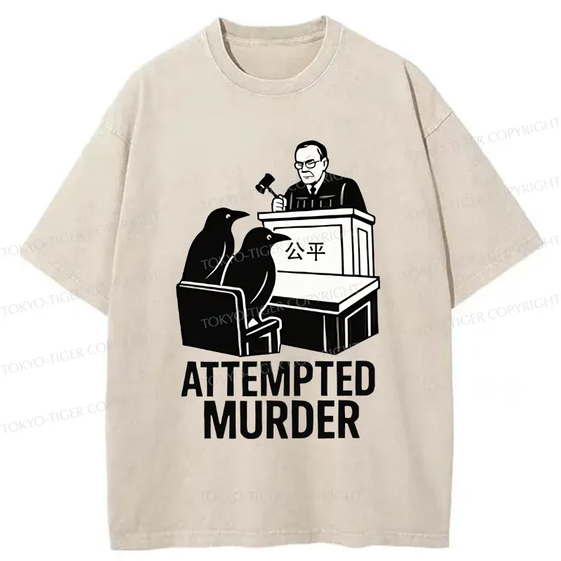 Tokyo-Tiger Attempted Murder Funny Washed T-Shirt