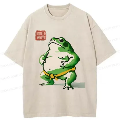 Tokyo-Tiger Frog Sumo Wrestler Washed T-Shirt