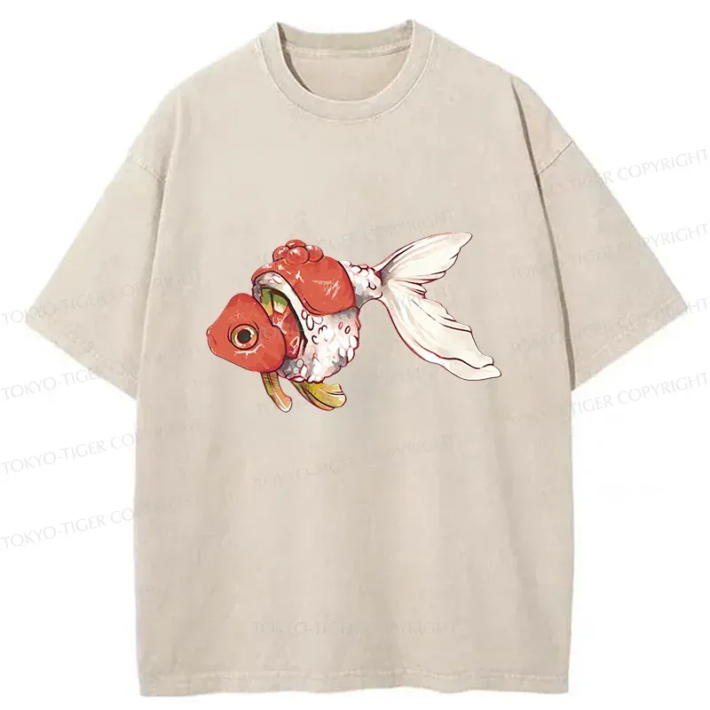 Tokyo-Tiger Goldfish Sushi Washed T-Shirt