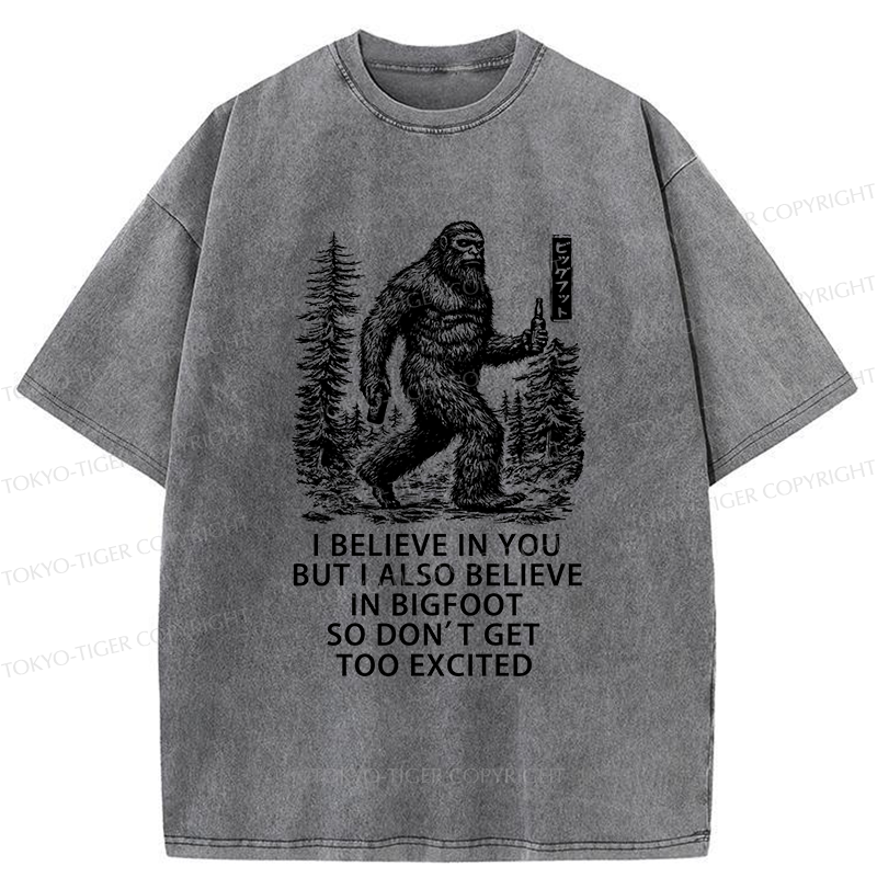 Tokyo-Tiger Bigfoot Walking In The Forest Washed T-Shirt