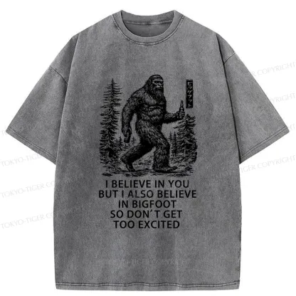 Tokyo-Tiger Bigfoot Walking In The Forest Washed T-Shirt