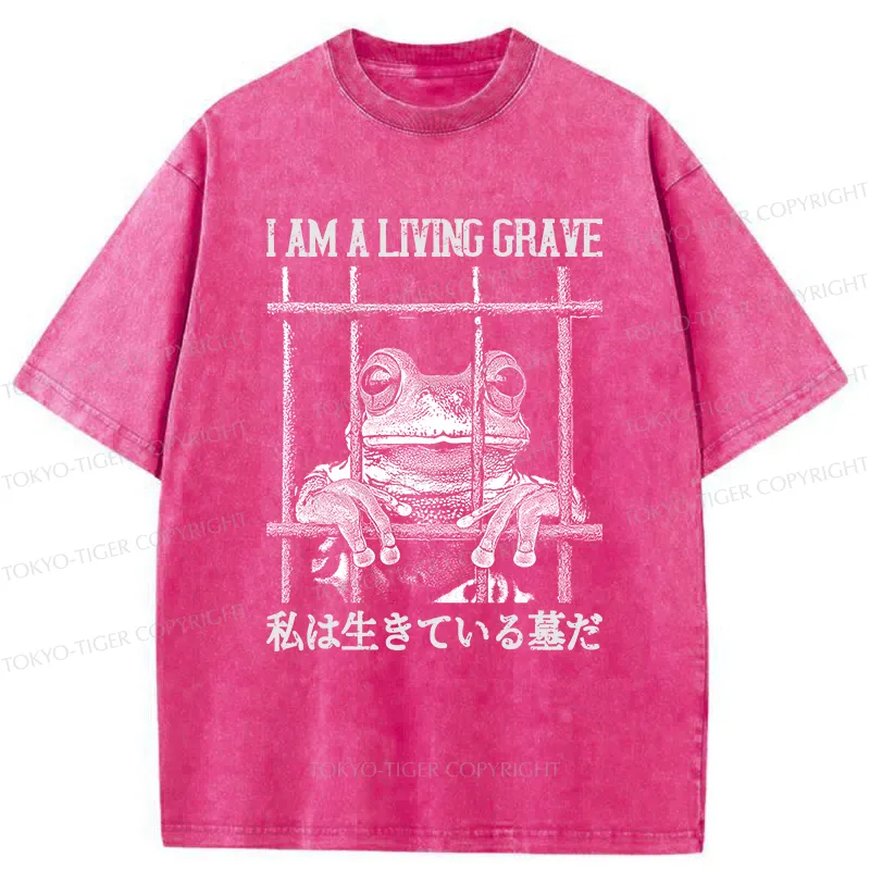 Tokyo-Tiger Funny Frog In Cage Washed T-Shirt