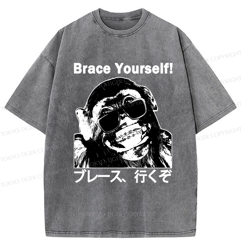 Tokyo-Tiger Brace Yourself Washed T-Shirt