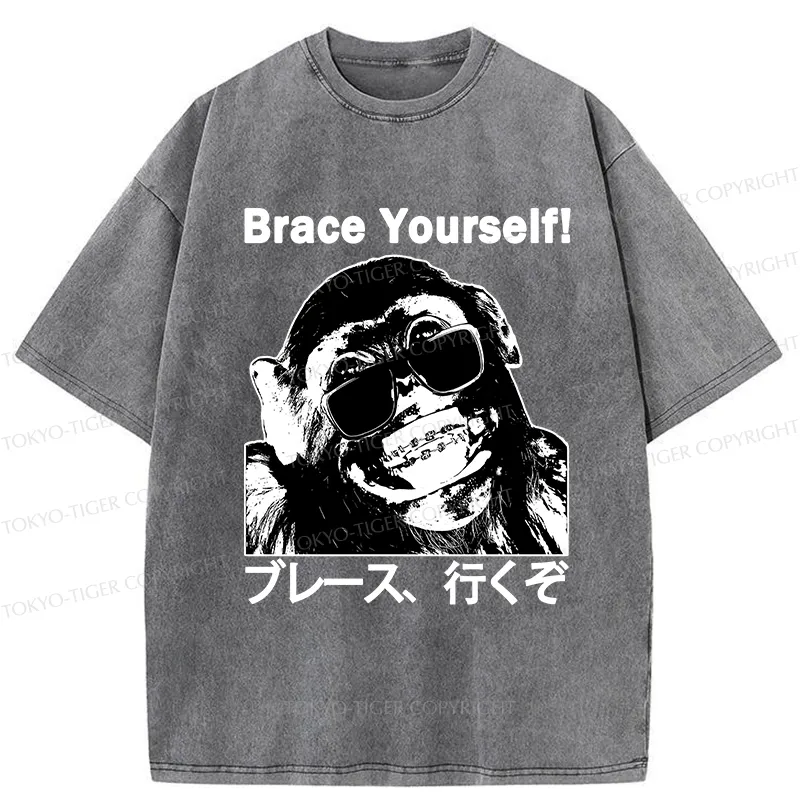 Tokyo-Tiger Brace Yourself Washed T-Shirt