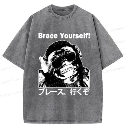 Tokyo-Tiger Brace Yourself Washed T-Shirt