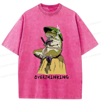 Tokyo-Tiger Overthinking Frog Samurai Washed T-Shirt