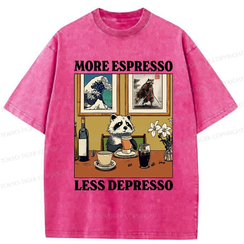 Tokyo-Tiger More Espresso Less Depresso Raccoon Washed T-Shirt