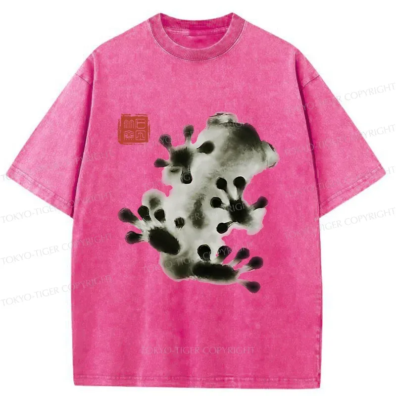 Tokyo-Tiger Ink Painting Frog Washed T-Shirt