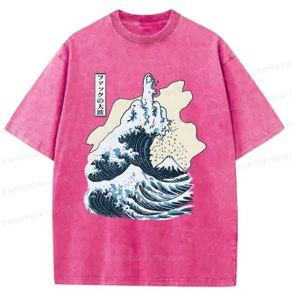 Tokyo-Tiger Angry Waves Washed T-Shirt