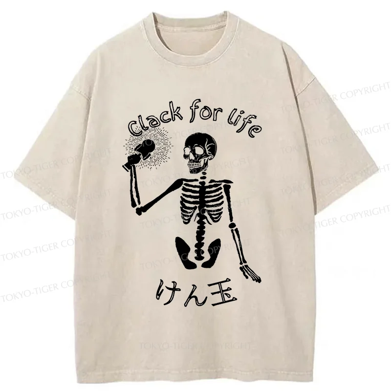 Tokyo-Tiger Skeleton Playing Kendama Washed T-Shirt